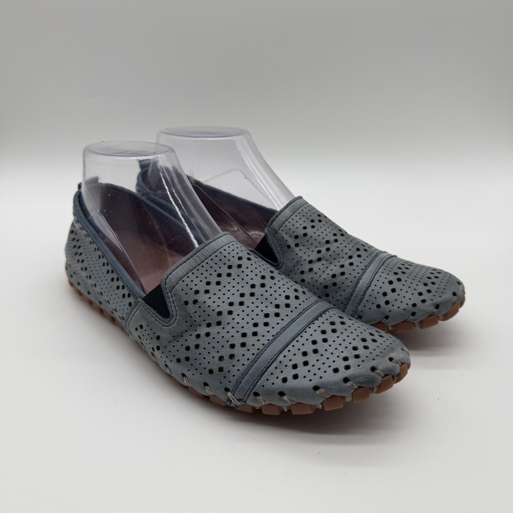 Spring Step Fusaro Leather Slip-On Comfort Shoes Eyelets Blue EU 39 / US 8.5